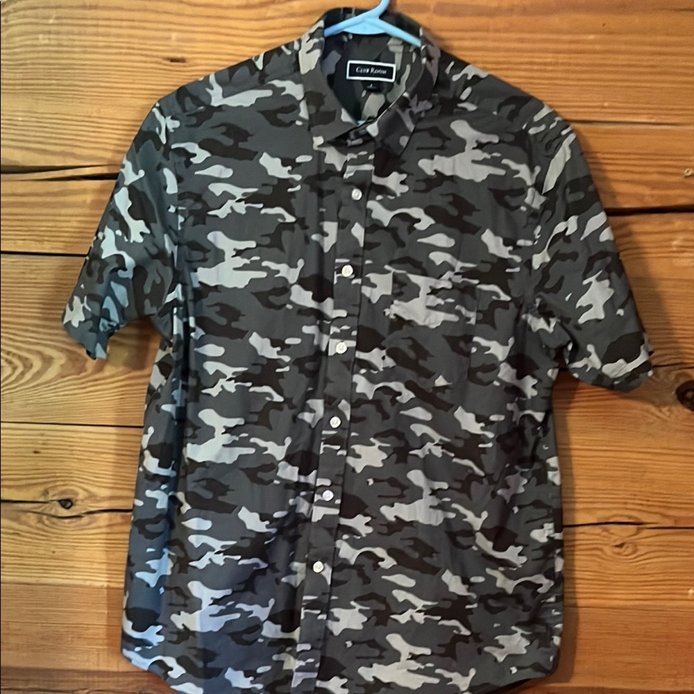 Club Room Black and Gray Casual Button Down Shirt
